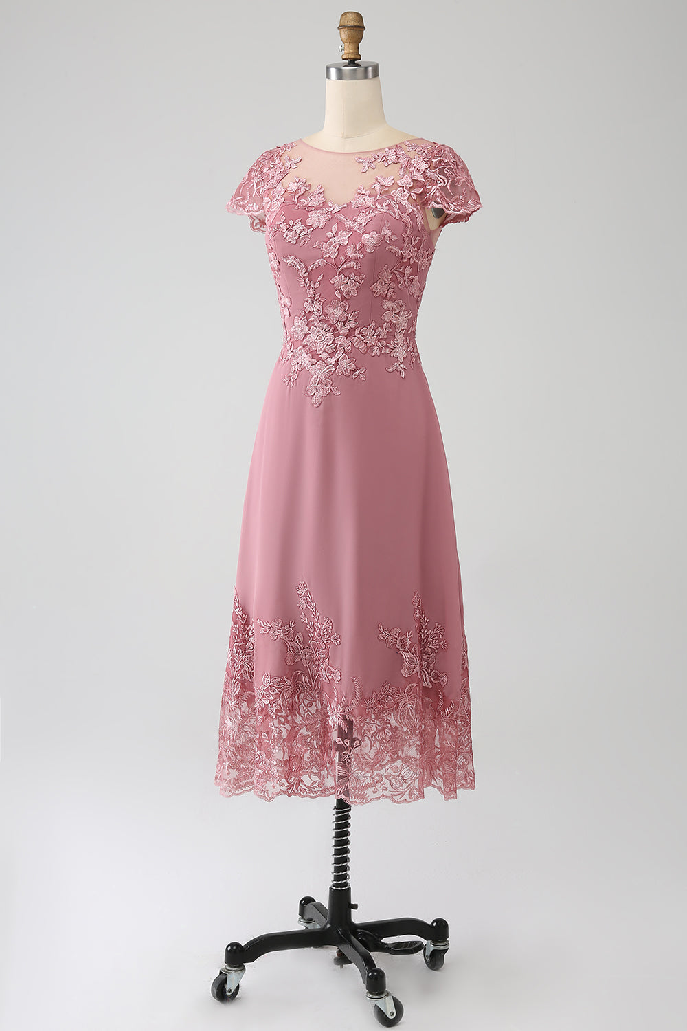 ZAPAKA Women Dusty Rose Formal Dress A-Line Tea-Length Mother of the Bride Dress With Sequins, Dusty Rose / US2 ZAPAKA Women Dusty Rose Formal Dress A-Line Tea-Length Mother of the Bride Dress With Sequins, Dusty Rose / US2