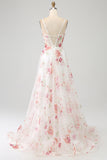 Ivory Flower A Line Sweetheart Embroidered Corset Long Wedding Dress with Slit