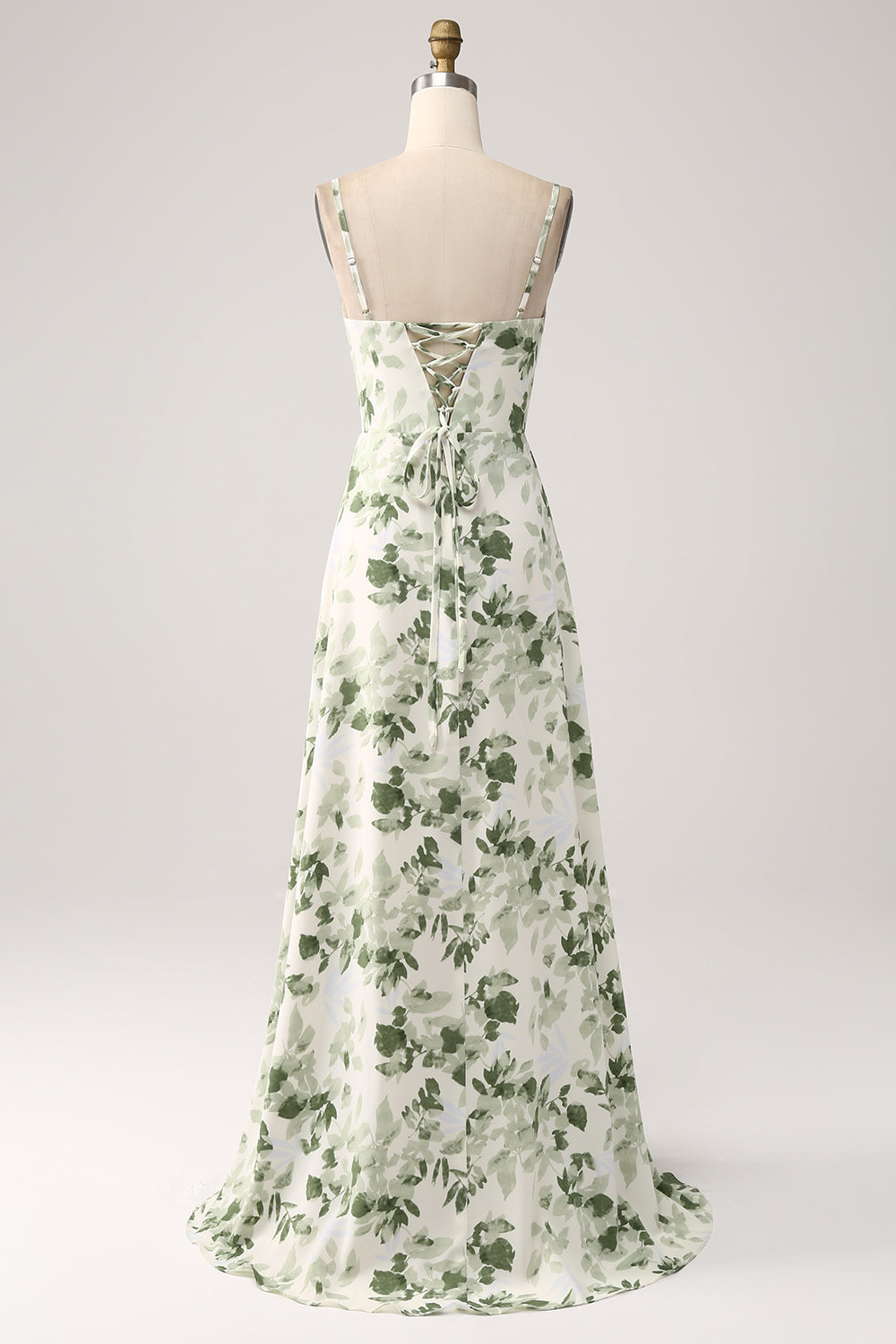 ZAPAKA Women Cowl Neck Green Floral Bridesmaid Dress with Slit A Line Spaghetti Straps Long Party Dress, Green / US26W ZAPAKA Women Cowl Neck Green Floral Bridesmaid Dress with Slit A Line Spaghetti Straps Long Party Dress, Green / US26W