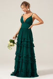 Spaghetti Straps Tiered Prom Dress with Pleated