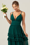 Spaghetti Straps Tiered Prom Dress with Pleated