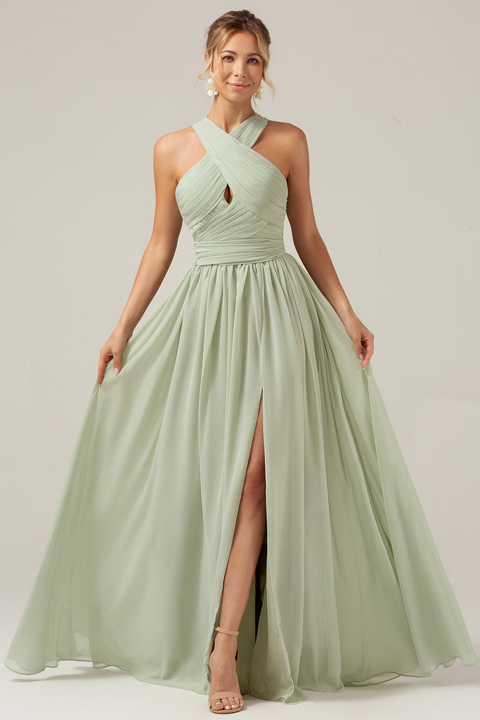 Strapless Chiffon Full Length Dresses Dusty Sage