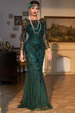 1920s Flapper Dress Long Fringe Gatsby Dress Roaring 20s Sequin Beaded Dress