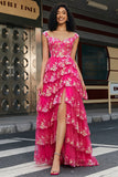Princess A Line Off the Shoulder Pink Long Prom Dress with Appliques