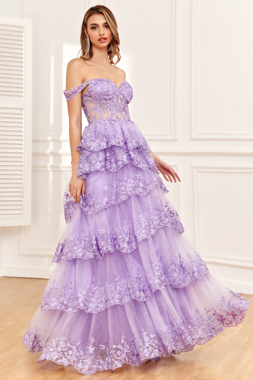 Butterfly Appliques Two-tone Navy and Peach Prom Dress - VQ