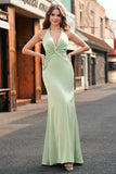 Mermaid Halter Dark Green Bridesmaid Dress