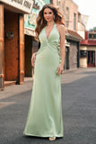 Mermaid Halter Dark Green Bridesmaid Dress