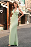 Mermaid Halter Dark Green Bridesmaid Dress