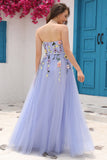 Lavender A Line Sweetheart Prom Dress with Appliques
