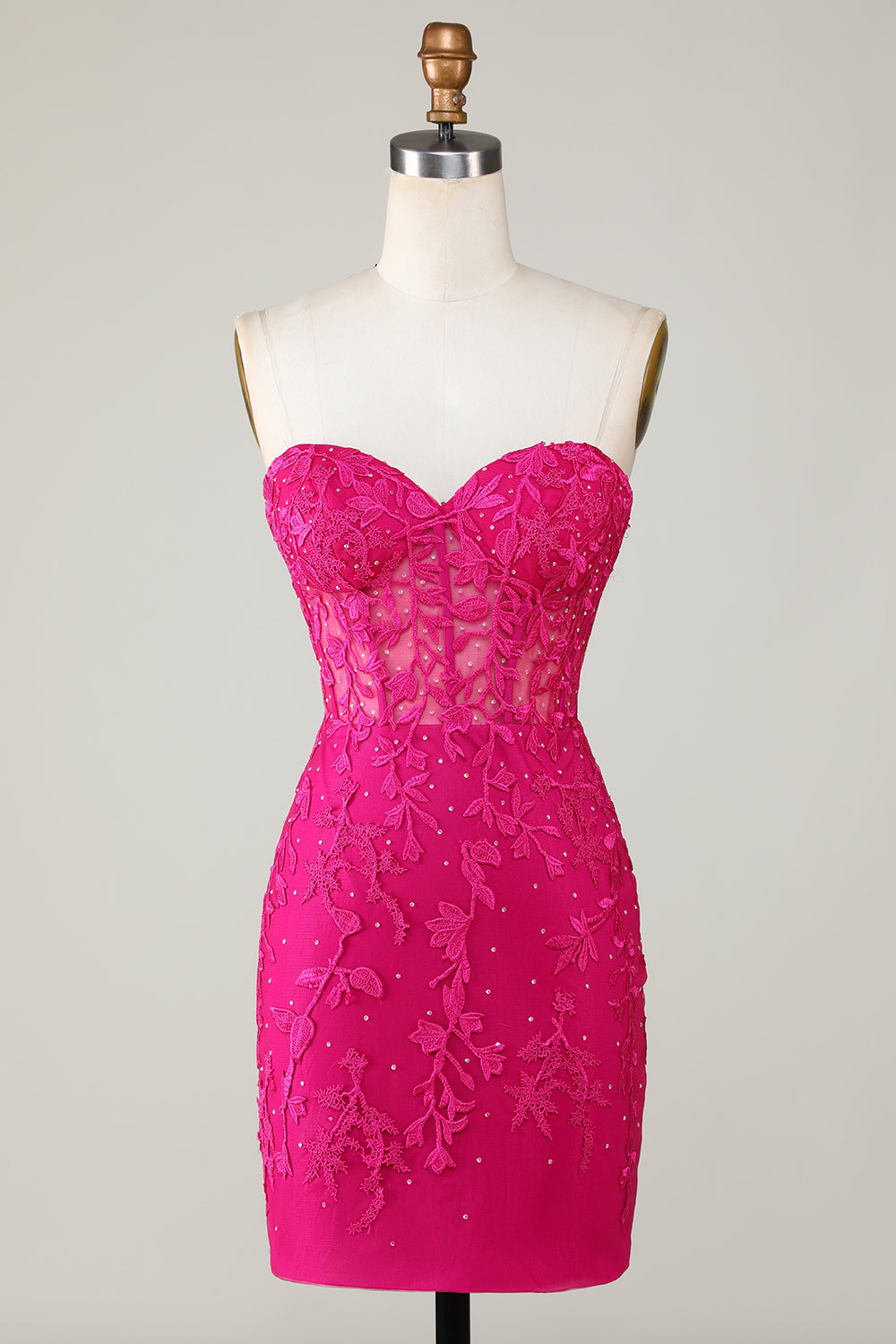 Bodycon Sweetheart Pink Corset Homecoming Dress with Appliques