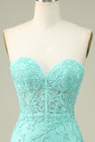 Bodycon Sweetheart Light Green Corset Homecoming Dress with Appliques