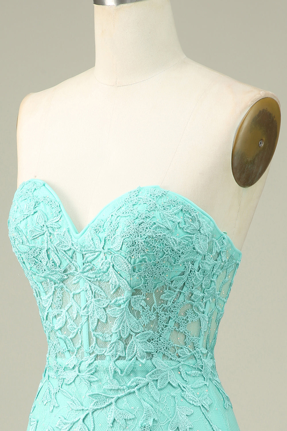 Bodycon Sweetheart Light Green Corset Homecoming Dress with Appliques