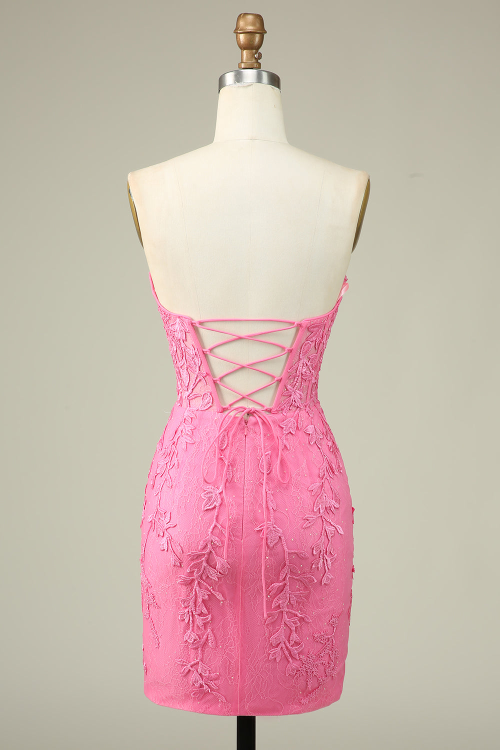 black pink lace dress Zapaka Women Black Corset Lace Tight Short Homecoming Dress Sweetheart Lace-Up Cocktail Dress, Pink / US16W