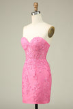 Bodycon Sweetheart Black Corset Short Homecoming Dress with Appliques