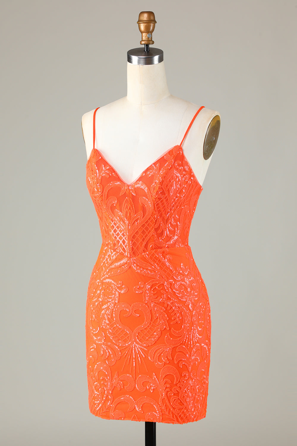 Sparkly Sequins Tight Orange Homecoming Dress