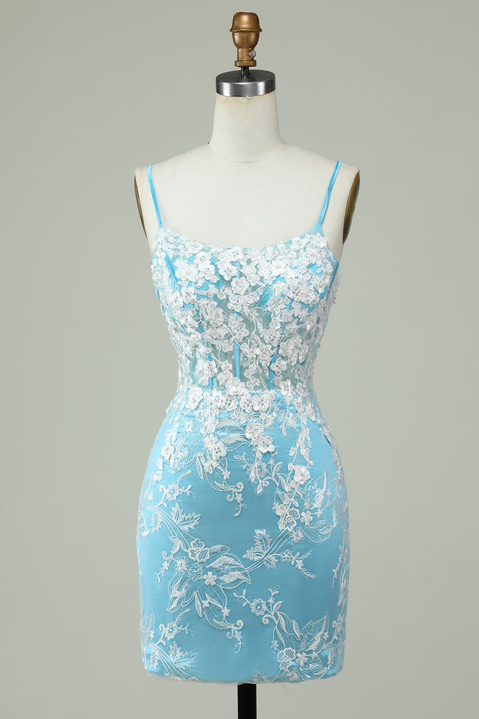 Flicka Strap Short Dress Light Blue