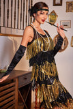 Golden Fringes Flapper Great Gatsby Dress with Sequins
