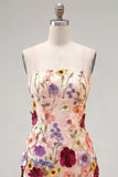 Black Spaghetti Straps Sheath Homecoming Dress with 3D Flowers
