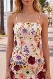 Black Spaghetti Straps Sheath Homecoming Dress with 3D Flowers