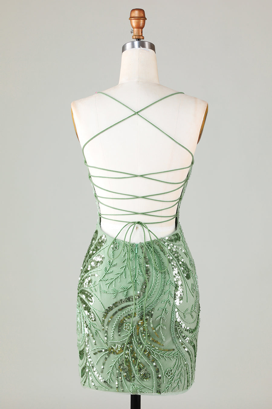 torrid green floral dress Sage Green Short Homecoming Dress with Adjustable Side Straps – FancyVestido main image 1