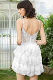 Cute A Line Spaghetti Straps Dark Blue Sparkly Corset Homecoming Dress