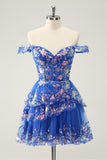 Sparkly Red Corset Tiered Lace A-Line Short Homecoming Dress