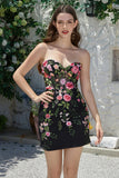 Sweetheart Black Homecoming Dress with Appliques
