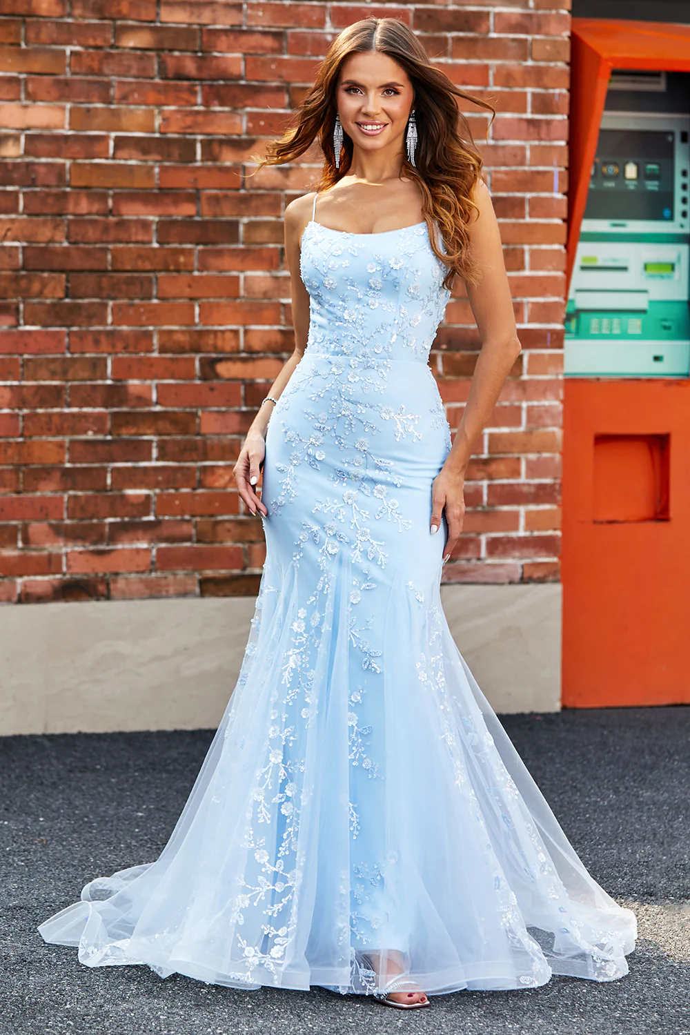Zapaka Women Sparkly Light Blue Beaded Mermaid Long Prom Dress Spaghetti Straps Formal Dress ZAPAKA Zapaka Women Sparkly Light Blue Beaded Mermaid Long Prom Dress Spaghetti Straps Formal Dress ZAPAKA