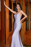 Lilac Mermaid Halter Neck Backless Long Prom Dress