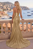 Sparkly Mermaid Fuchsia Corset Prom Dress with Slit
