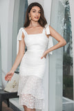 White Bodycon Tiered Cute Graduation Dress With Lace