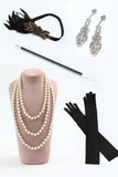 Purple Sequin Fringe 1920s Dress with 5-Piece Accessories Set