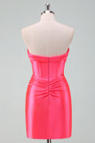 Copper Bodycon Sweetheart Satin Corset Short Homecoming Dress