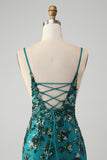 Sparkly Dark Green Beaded Sequins Bodycon Homecoming Dress with Lace-up Back