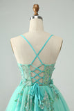 Green A Line Sequins Corset Short Tulle Homecoming Dress with Appliques