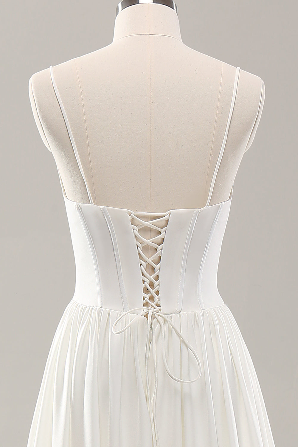 Zapaka Women Wedding Dress with Slit White Spaghetti Straps Satin Sweep Train Bridal Dress, White / US6 Zapaka Women Wedding Dress with Slit White Spaghetti Straps Satin Sweep Train Bridal Dress, White / US6