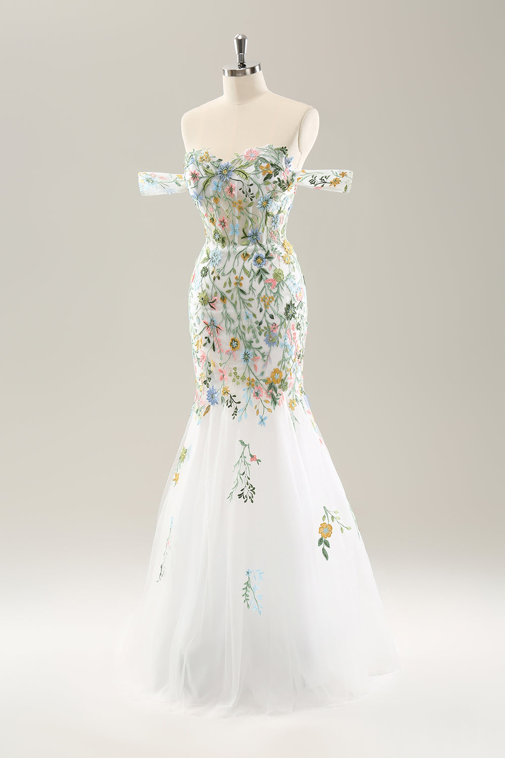 flower corset wedding dress Sparkly 3D Flower Sequins Corset Wedding Dress in White, White / 4