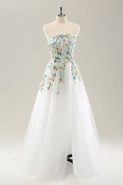 GETADME Summer Lace Strapless 3D Flowers Appliques Long Sleeveless Prom Club Dress See Through Sexy Solid Sheath Dress Vestidos