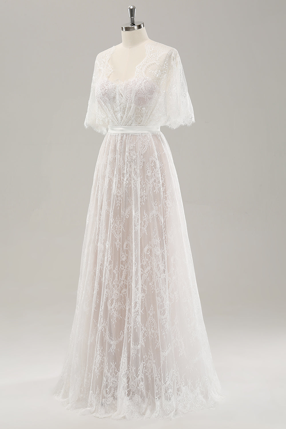 Zapaka Women White Wedding Dress Short Sleeves Lace A Line Bridal Party Dress with Buttons, White / US10 Zapaka Women White Wedding Dress Short Sleeves Lace A Line Bridal Party Dress with Buttons, White / US10