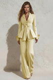2 Piece Ivory Peak Lapel Slim Fit Women's Work Suits
