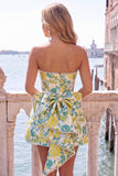Sweetheart Pink Flower A-Line Jacquard Pearls Homecoming Dress with Bow