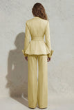 2 Piece Ivory Peak Lapel Slim Fit Women's Work Suits