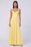 Orange and Fuchsia A-Line Pleated Maxi Dress