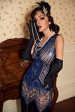 Red & Black Glitter Fringe 1920s Flapper Dress