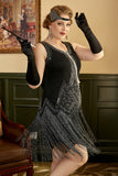 Black 1920s Sequined Flapper Dress