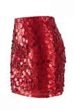 Women's Glamorous Large Sequin Mini High Waisted Sparkly Night Out Skirt