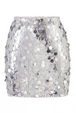 Women's Glamorous Large Sequin Mini High Waisted Sparkly Night Out Skirt