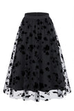 Women's 3D Floral Mesh Tulle Midi Skirt – High Waisted A-Line Fairy Long Skirt
