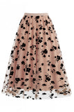 Women's 3D Floral Mesh Tulle Midi Skirt – High Waisted A-Line Fairy Long Skirt