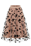 Women's 3D Floral Mesh Tulle Midi Skirt – High Waisted A-Line Fairy Long Skirt